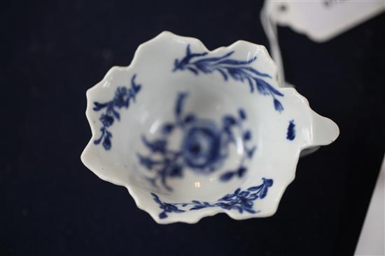 A rare Worcester Butter Boat Formal Rose pattern butter boat, c.1760-65, length 8.1cm